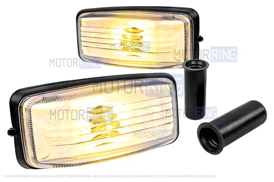 Повторители поворотов белые на передние крылья с защитными колпачками проводки для ВАЗ 2108-21099_1