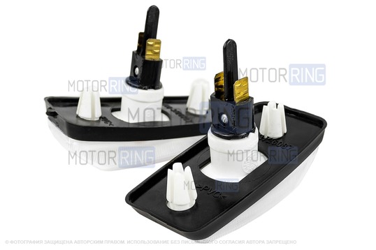 Повторители поворотов белые на передние крылья с защитными колпачками проводки для ВАЗ 2108-21099