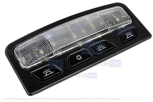 Передний черный диодный тюнинг-плафон подсветки салона в стиле Весты с большим разъемом и черной рамкой для Лада Калина, Калина 2, Гранта, Гранта FL, Датсун