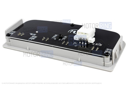 Передний светлый диодный плафон подсветки салона в стиле Весты с большим разъемом и серой рамкой для Лада Калина, Калина 2, Гранта, Гранта FL, Датсун