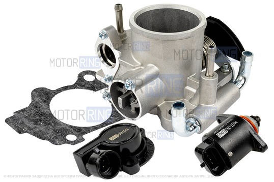 Дроссельная заслонка MR увеличенного диаметра 54 мм с датчиками и прокладкой для ВАЗ 2101-2107, 2108-21099, 2110-2112, 2113-2115, Лада Приора, Калина, Гранта_1