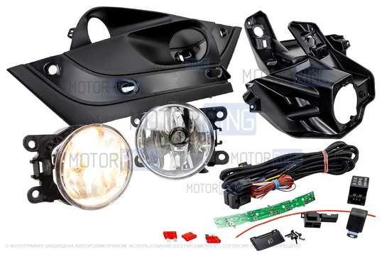 Комплект подключения ПТФ ML с платой, рамками и кронштейнами для Лада Веста_1