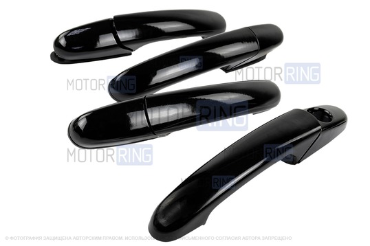 Евроручки дверей Тюн-Авто окрашенные в цвет Черная жемчужина (676) для Лада Калина, Калина 2, Гранта