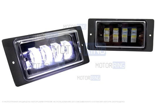 Двухцветные светодиодные противотуманные фары SL 40W 3000/6000к 4 линзы нерегулируемые для ВАЗ 2110-2112, 2113-2115, Шевроле Нива до рестайлинга 2009 года