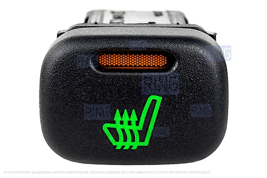 Кнопка обогрева сидений с оранжевой индикацией и зеленой подсветкой для ВАЗ 2113-2115, Лада Калина, Шевроле Нива_1