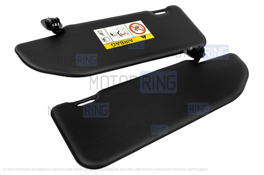 Черные солнцезащитные козырьки от Весты Спорт с зеркалом в комплекте с держателями для Лада Веста, Веста NG