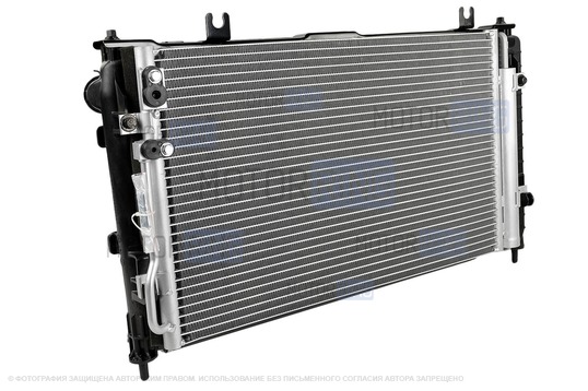 Радиатор основной и кондиционера в сборе (моноблок) KDAC нового образца для Лада Гранта, Калина 2, Датсун с МКПП