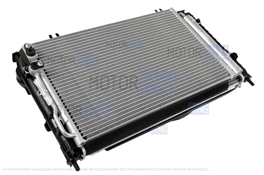 Радиатор основной и кондиционера в сборе (моноблок) KDAC нового образца для Лада Гранта, Калина 2, Датсун с МКПП