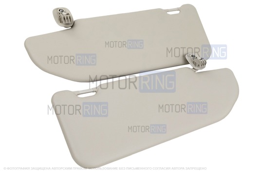 Светлые солнцезащитные козырьки Люкс с зеркалом в комплекте с держателями для Лада Веста, Веста NG