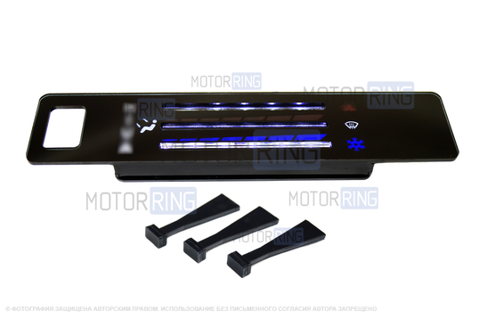 Консоль панели приборов с панелью блока отопителя (белая LED подстветка) для Лада 4х4 (Нива) до 2019 г.в.