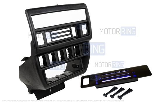 Консоль панели приборов с панелью блока отопителя (синяя LED подстветка) для Лада 4х4 (Нива) до 2019 г.в._1