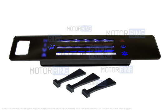 Консоль панели приборов с панелью блока отопителя (синяя LED подстветка) для Лада 4х4 (Нива) до 2019 г.в.