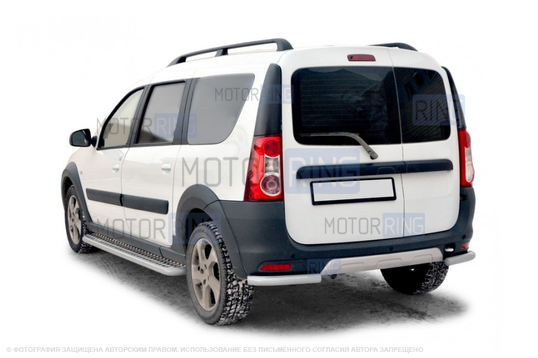 Защита порогов ТехноСфера с алюминиевым листом d51 для Лада Ларгус Кросс_1