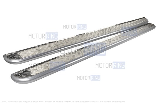 Защита порогов ТехноСфера с алюминиевым листом d51 для Лада Ларгус Кросс