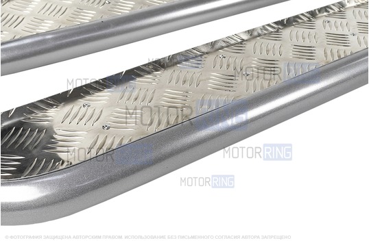 Защита порогов ТехноСфера с алюминиевым листом d51 для Лада Ларгус Кросс