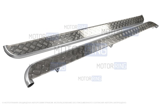 Защита порогов ТехноСфера с алюминиевым листом d51 для Лада Ларгус Кросс
