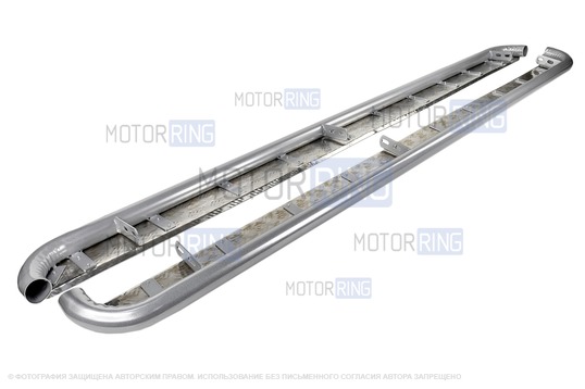 Защита порогов ТехноСфера с алюминиевым листом d51 для Лада Ларгус Кросс