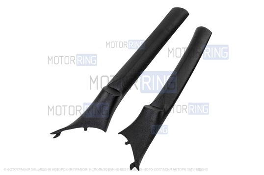 Облицовки стоек ветрового окна (лобового стекла) VS-Avto АвтоСоната черные под пищалки (направлены на стекло) для Лада Гранта, Гранта FL, Калина 2