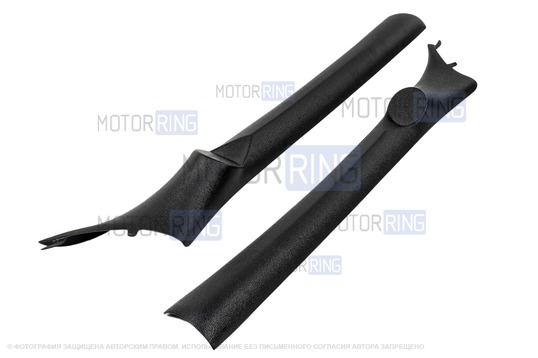 Облицовки стоек ветрового окна (лобового стекла) VS-Avto АвтоСоната черные под пищалки (направлены на стекло) для Лада Гранта, Гранта FL, Калина 2