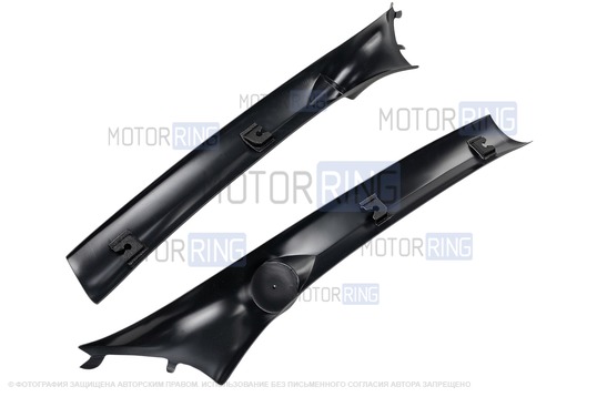 Облицовки стоек ветрового окна (лобового стекла) VS-Avto АвтоСоната черные под пищалки (направлены на стекло) для Лада Гранта, Гранта FL, Калина 2