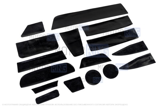 Комплект черно-синих силиконовых ковриков панели приборов и консоли Sport для Лада Гранта первого поколения (СО)