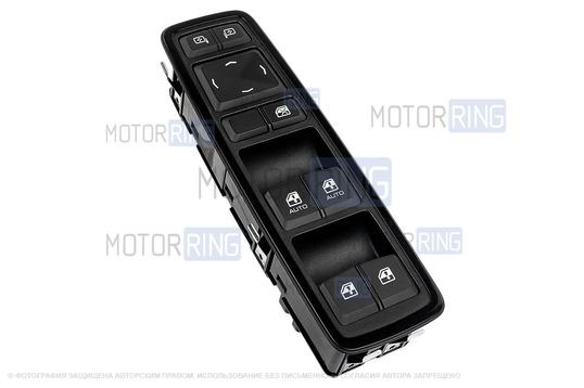 Блок управления стеклоподъемниками c автодоводчиками и зеркалами без электроскладывания в черной лаковой рамке для Лада Веста NG