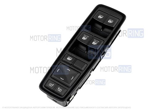 Блок управления стеклоподъемниками c автодоводчиками и зеркалами без электроскладывания в черной лаковой рамке для Лада Веста NG