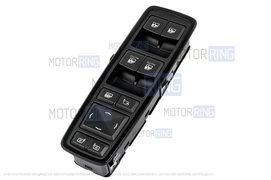 Блок управления стеклоподъемниками с автодоводчиками и зеркалами с электроскладыванием в черной лаковой рамке для Лада Веста NG