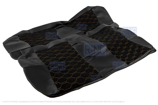 Обивка сидений (не чехлы) экокожа с алькантарой (цветная строчка Соты) для ВАЗ 2108-21099, 2113-2115, 5-дверная Лада 4х4 (Нива) 2131