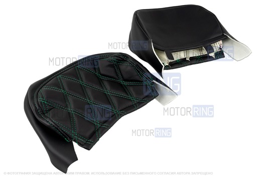 Обивка (не чехлы) сидений Recaro экокожа гладкая с цветной строчкой Ромб/Квадрат для ВАЗ 2110, Лада Приора седан