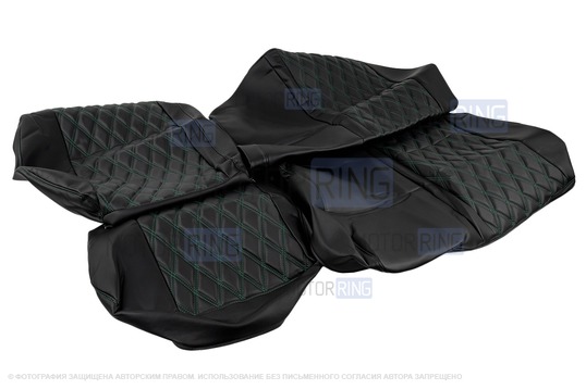 Обивка (не чехлы) сидений Recaro экокожа гладкая с цветной строчкой Ромб/Квадрат для ВАЗ 2110, Лада Приора седан