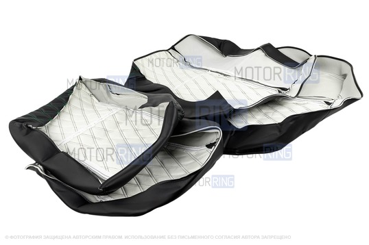 Обивка (не чехлы) сидений Recaro экокожа гладкая с цветной строчкой Ромб/Квадрат для ВАЗ 2110, Лада Приора седан