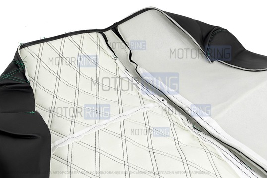 Обивка (не чехлы) сидений Recaro экокожа гладкая с цветной строчкой Ромб/Квадрат для ВАЗ 2110, Лада Приора седан