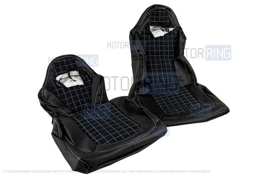 Обивка (не чехлы) сидений Recaro экокожа с алькантарой (цветная строчка Ромб/Квадрат) для 3-дверную Лада 4х4 (Нива) 21213, 21214