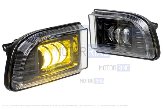 Двухцветные диодные ПТФ sal-man 50W 4600lux (бело-синий 6000К и желтый 3000К) для Шевроле Лачетти 2004-2013 г.в. седан, универсал_1