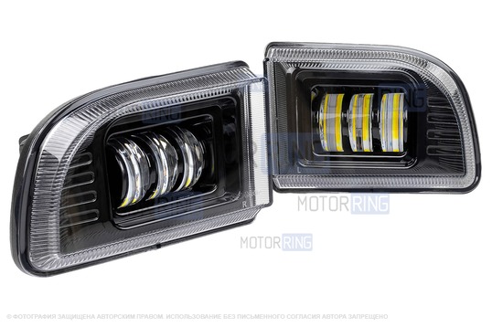 Двухцветные диодные ПТФ sal-man 50W 4600lux (бело-синий 6000К и желтый 3000К) для Шевроле Лачетти 2004-2013 г.в. седан, универсал