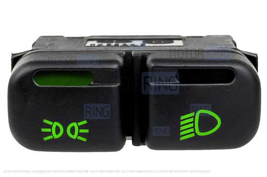 Кнопка включения наружного освещения АВАР с зеленой подсветкой и зеленой индикацией включения габаритов (секция фар без индикации) для ВАЗ 2113-2115, Шевроле Нива_1