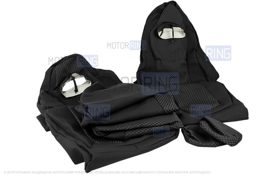 Обивка (не чехлы) сидений Recaro (черная ткань, центр Ультра) для ВАЗ 2110, Лада Приора седан