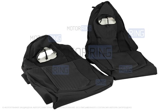 Обивка (не чехлы) сидений Recaro (черная ткань, центр Ультра) для ВАЗ 2110, Лада Приора седан