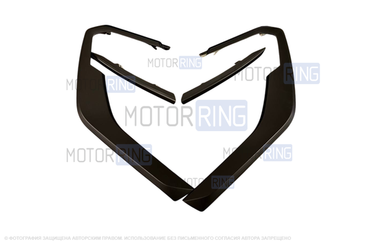 Комплект черных матовых вставок (молдингов) Иксы в передний бампер для Лада Веста NG_1