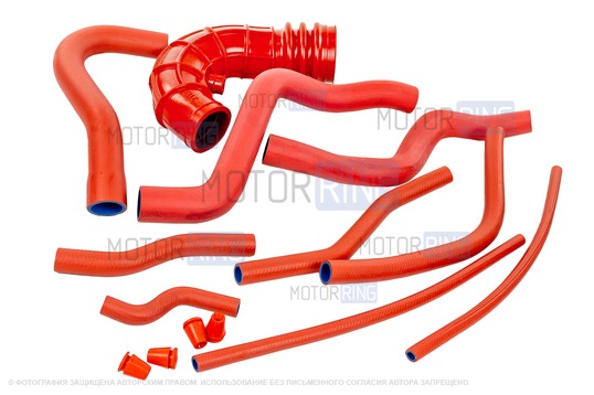 Патрубки двигателя армированный каучук красные для 16 кл Лада Приора_1