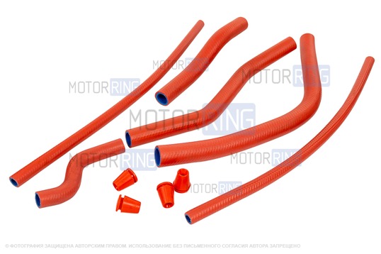 Патрубки двигателя армированный каучук красные для 16 кл Лада Приора