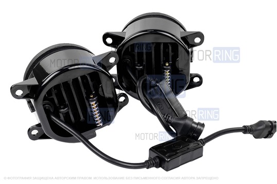 Двухцветные диодные ПТФ SL 70W 7 линз 3000/6000к с регулировкой для Лада Гранта FL, Веста, Веста NG, Икс Рей, Ларгус FL, Нива Урбан, Рено