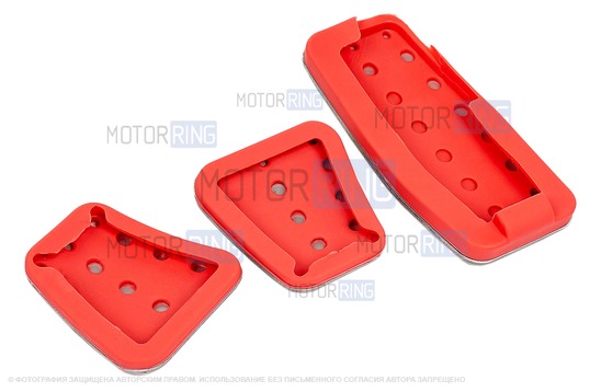 Накладки на педали Sal-Man с красными резиновыми вставками для ВАЗ 2114-2115, Лада 4х4, Нива Легенд, Тревел, Калина, Приора, Гранта, Шевроле Нива, Датсун с МКПП и Е-Газ Рикор