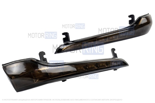 Бегающие повторители поворота Sal-Man Лексус Стайл тонированные с квадратными секциями в зеркала образца от 2014 года для Лада Гранта, Гранта FL, Калина, Калина 2, Датсун