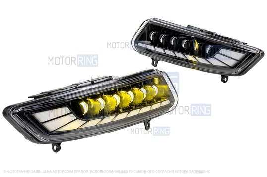 Двухцветные диодные ПТФ Sal-Man 50W 7000lux с ДХО для Фольксваген Поло 5 с 2015 г.в.