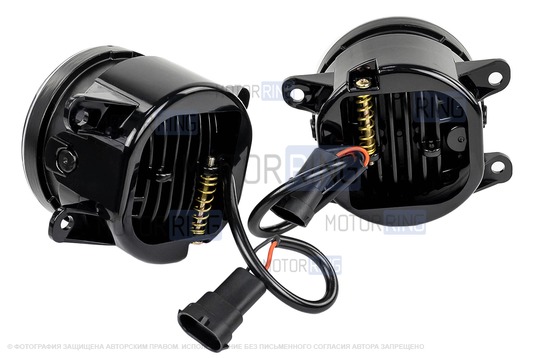 Диодные ПТФ двухцветные Sal-Man (бело-синий 6000К и желтый 3000К) 50W 4600lux для Лада Гранта FL, Веста, Веста NG, Икс Рей, Ларгус FL, Нива Урбан, Рено