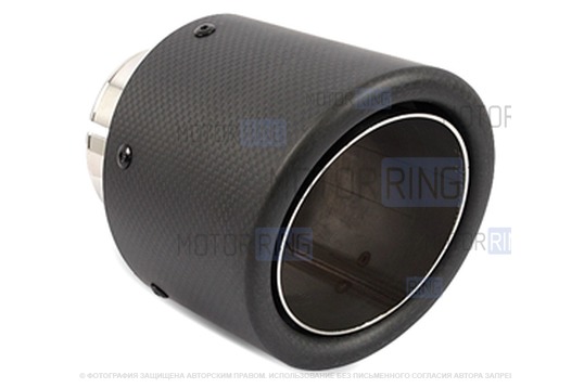Круглая насадка глушителя из нержавеющей стали Sal-Man HJ-CBM009 d114мм со скосом и карбоновой накладкой_1