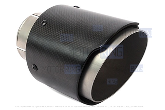 Круглая насадка глушителя из нержавеющей стали Sal-Man HJ-CBM007 d114мм со скосом и фигурной карбоновой накладкой_1