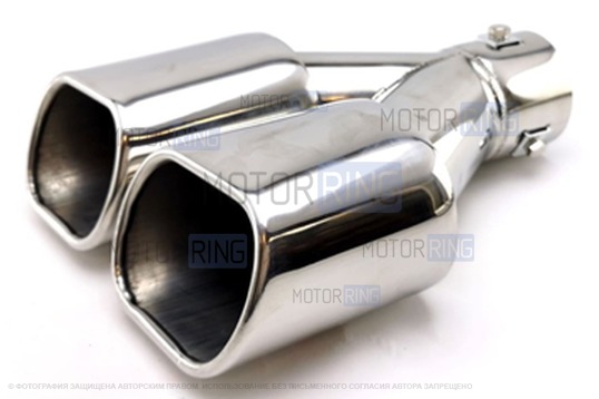 Раздвоенная квадратная насадка глушителя из нержавеющей стали Sal-Man HJ-331 со скосом_1